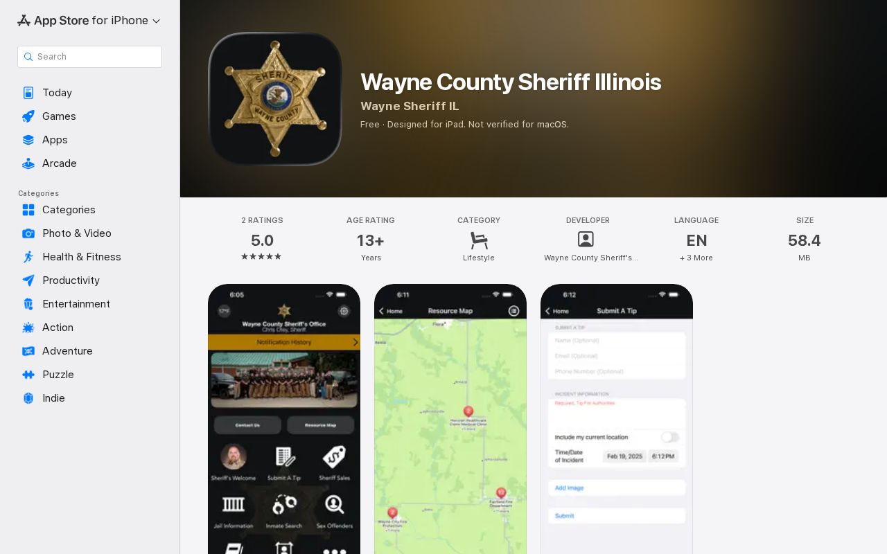 Official Wayne County Sheriff Illinois App Store listing