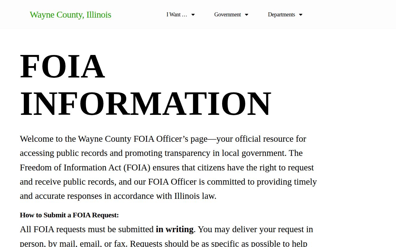 Wayne County FOIA request instructions