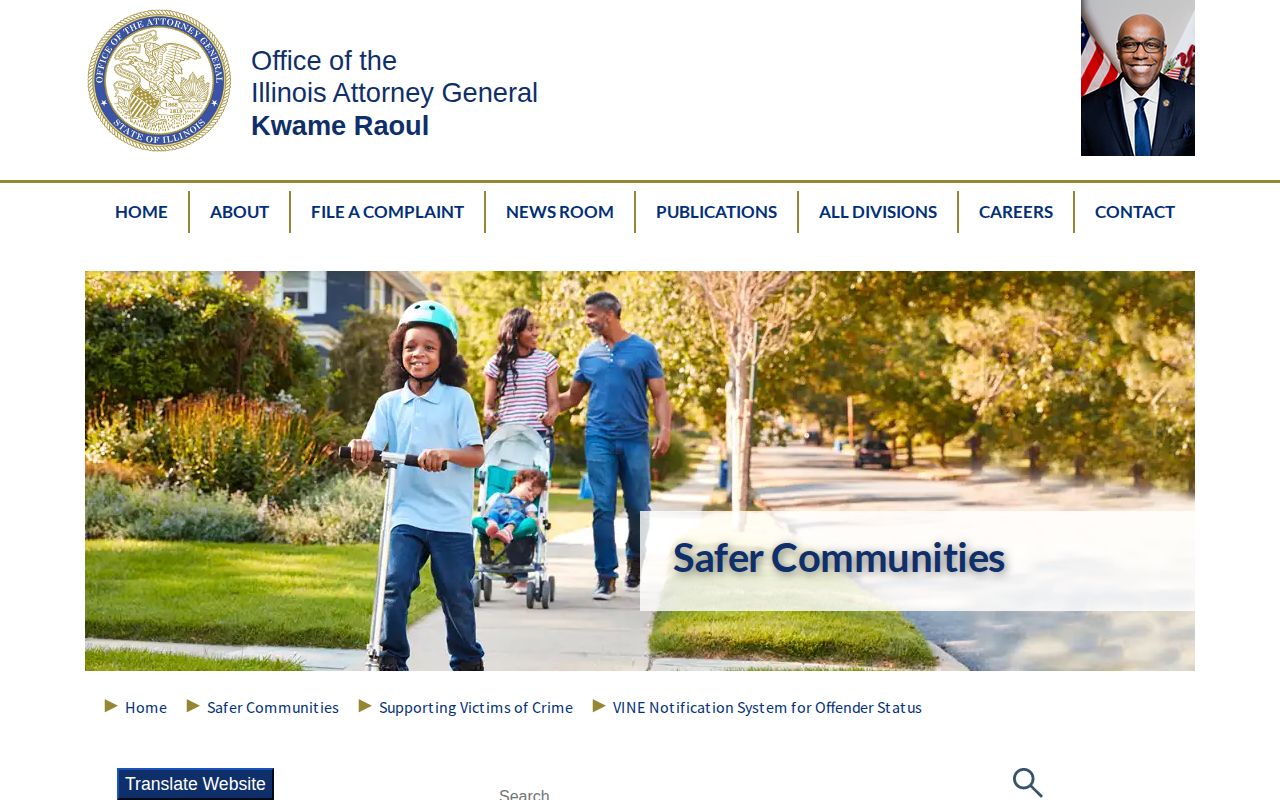 Illinois Attorney General official VINE program information